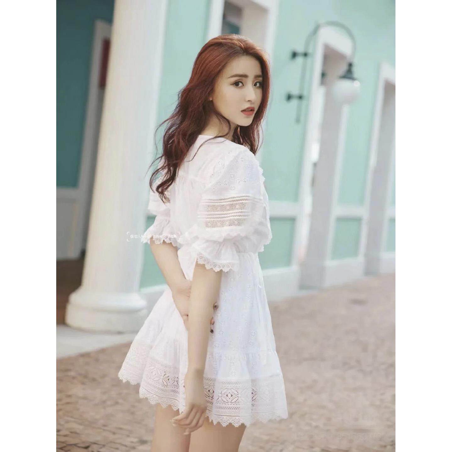 【限时】 2025新款蕾丝五分袖V领性感仙女连衣裙