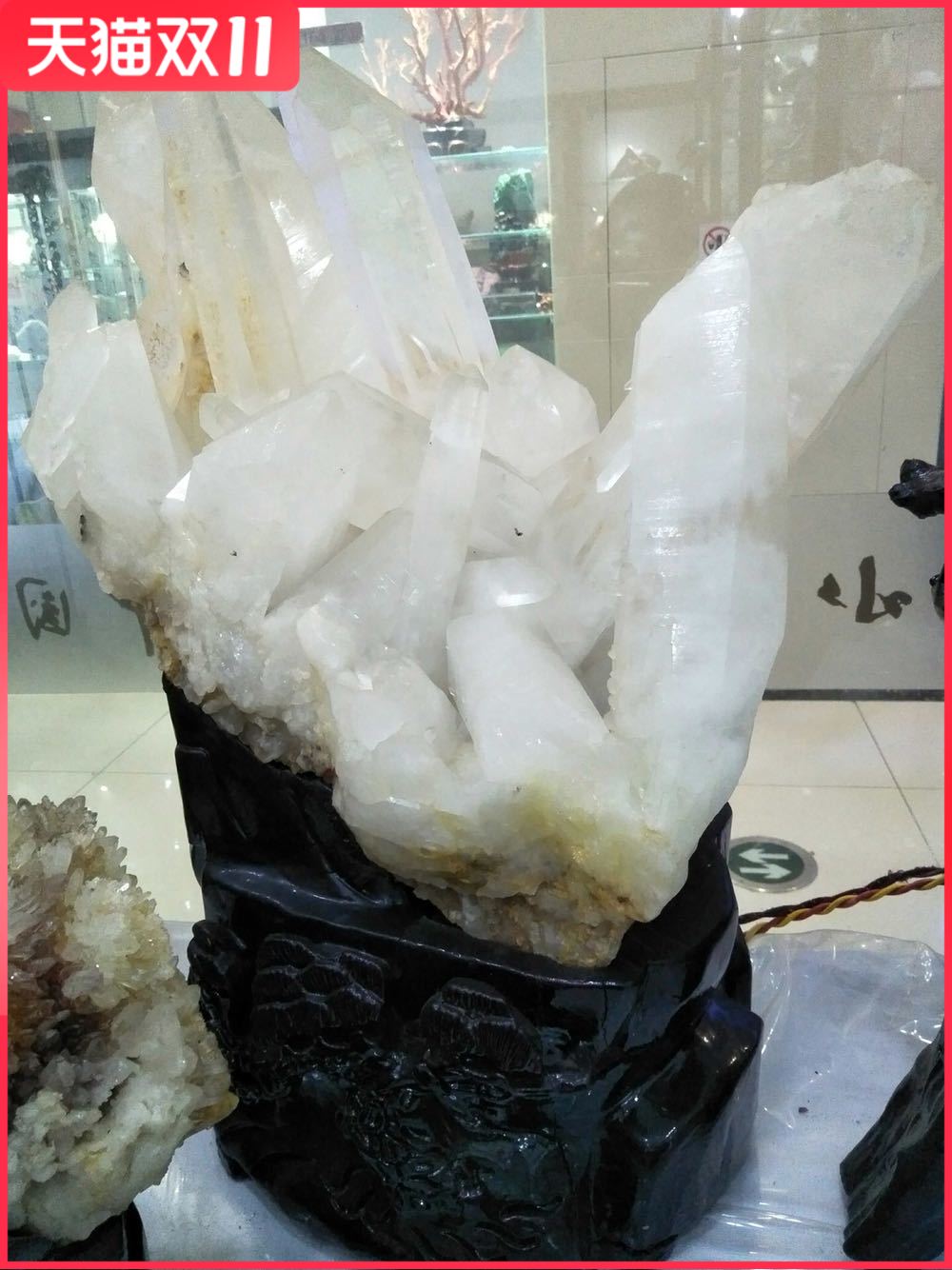 天然白水晶柱摆件矿物晶体教学标本水晶簇奇石头原石收藏品观赏石