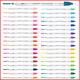 慕那美韩国进口monami双头荧光笔慕娜美勾线笔绘画39色Live Color