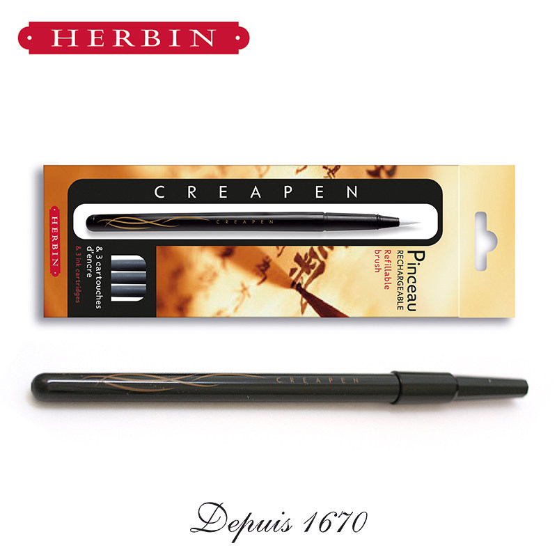 包邮法国J.Herbin软笔refillable 软毛笔可加墨秀丽笔书法绘画