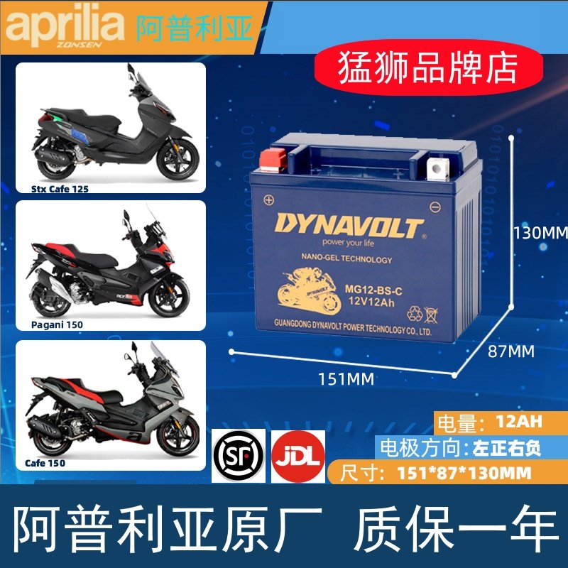 阿普利亚SRMAX250 300 SR300 SR250 SR150摩托车电瓶12v10a蓄电池