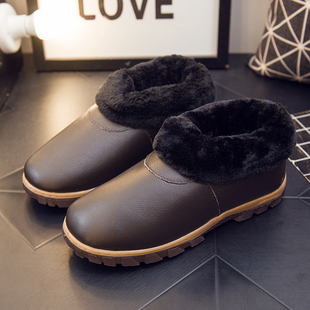 牛皮棉拖鞋包跟冬季保暖防滑牛筋底中老年人手工棉鞋男女加厚居家