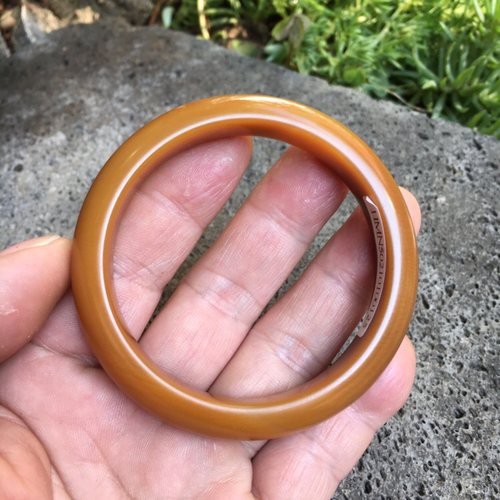 云南龙陵 天然黄龙玉 收藏精品 籽料 54圈口 平安手镯 珠宝手饰