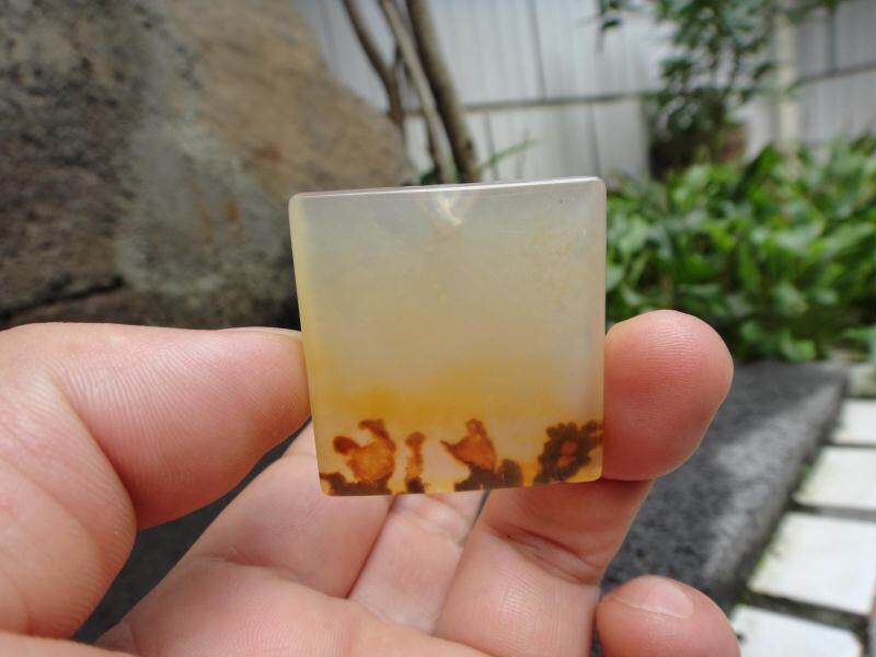 云南天然黄龙玉 观赏图案 水草花颈饰 挂件吊坠 生肖金鸡报晓