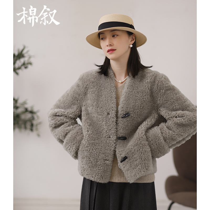 棉叙时尚休闲羊羔毛短外套