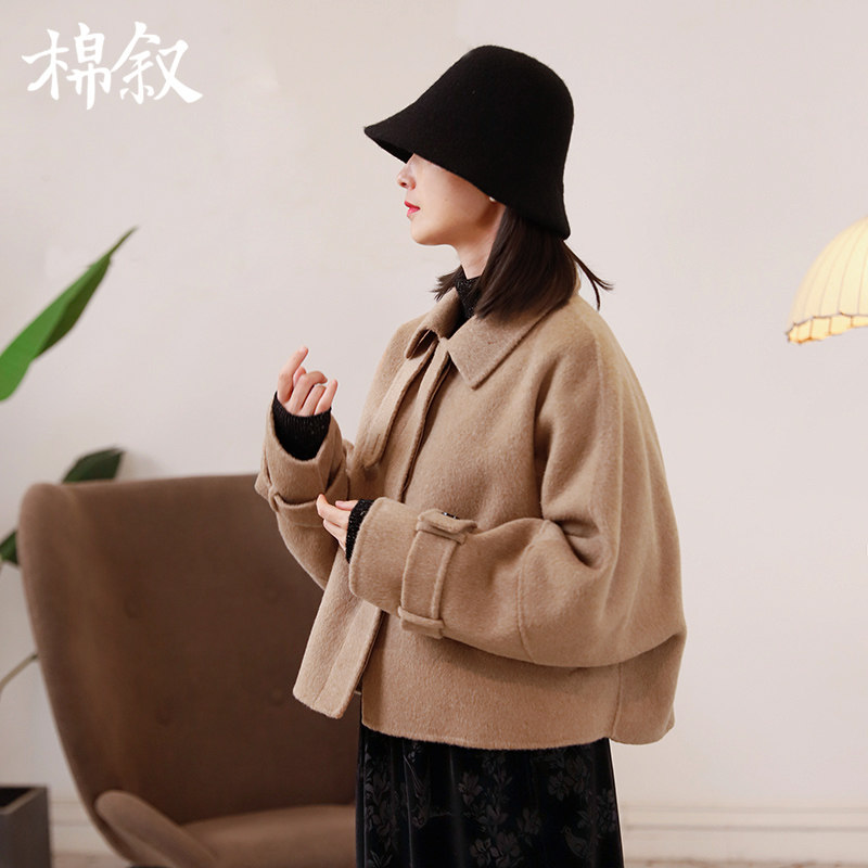 《告别价》春秋气质双面呢外套羊毛大衣女宽松蝙蝠袖呢外套24599