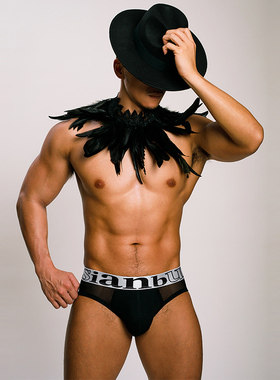 【拍3件69/5件99】Asianbum时尚性感透气网眼网纱拼接三角内裤