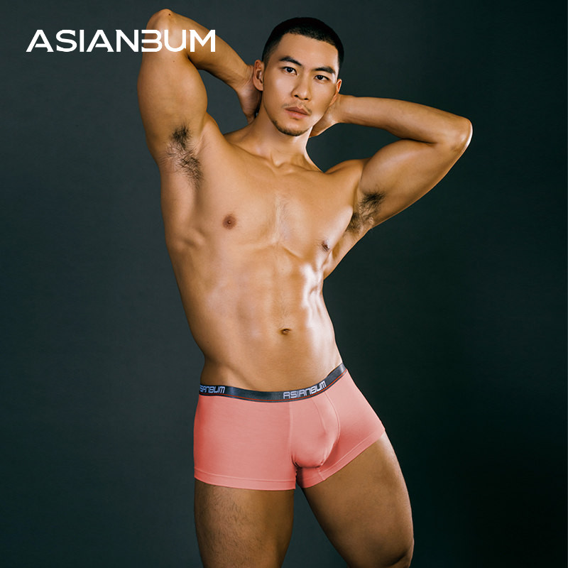 Asianbum男士内裤莫代尔低腰透气无痕性感一片舒适纯色平角内裤