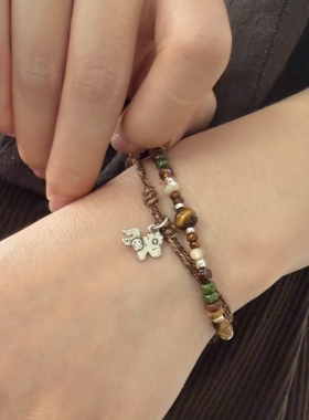 南西Handmade原创设计马上有钱925纯银手工编织串珠手链手绳礼物