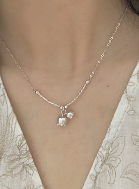 南西Handmade银女铃兰花项链