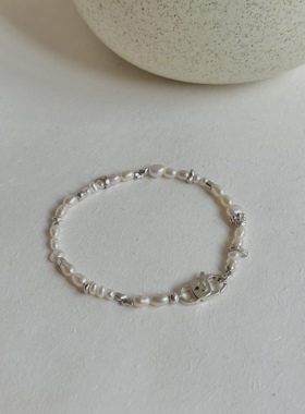 南西Handmade原创S925纯银小众设计不规则天然珍珠手链叠戴百搭