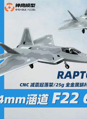 64mm F22涵道遥控航模飞机 收放起落架带襟翼固定翼猛禽战斗机