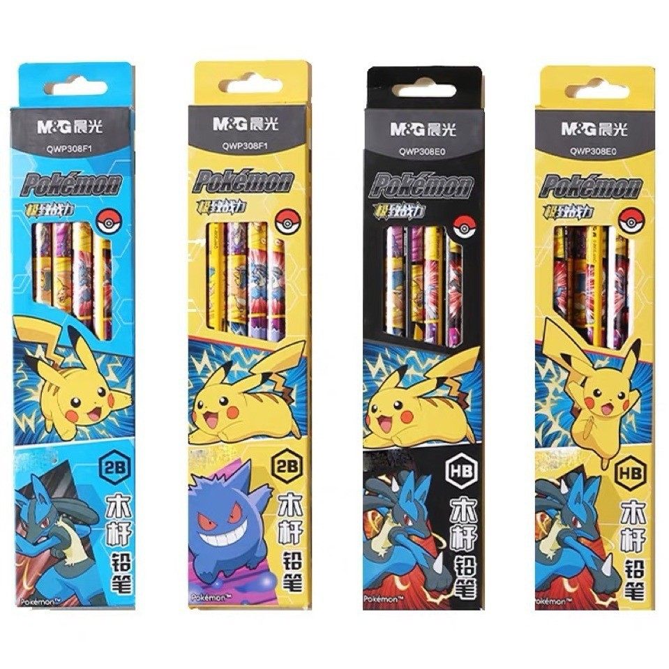 晨光木杆铅笔宝可梦战力2B木制铅笔小学生练字笔卡通杆HB铅笔