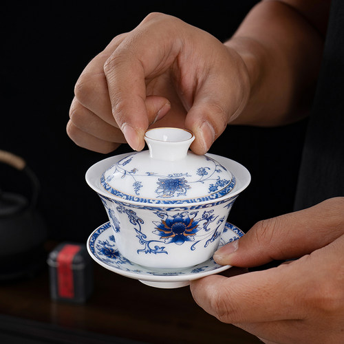 潮汕功夫茶具零配件盖碗茶杯盖凹