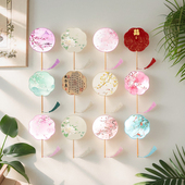 夏天刺绣小圆扇古风扇子团扇儿童半透长柄舞蹈扇女童古装 汉服旗袍