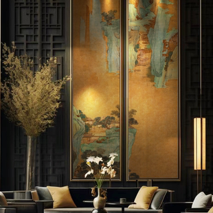 东方美学 金箔彩雕 酒店大堂别墅餐厅包房壁画大尺寸定制装饰画
