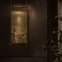 宋式美學(xué) 不銹鋼金屬裝置藝術(shù)壁燈立體墻飾餐廳新中式燈光裝飾畫