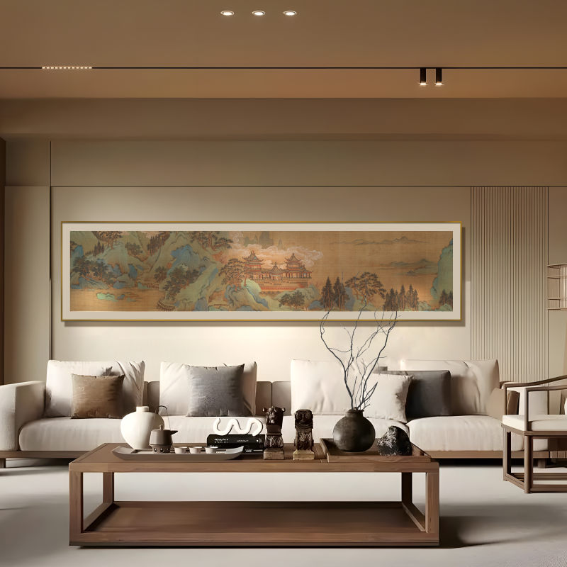 宋代美学金箔工艺画湖山春晓图酒店民宿办公室客厅书房茶室装饰画,家居饰品,现代装饰画,淘宝优惠券,粉丝福利购,淘宝优惠卷