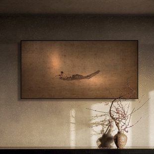 宋代美学挂画马远寒江独钓高级感装饰画茶室书房走廊艺术墙饰壁画