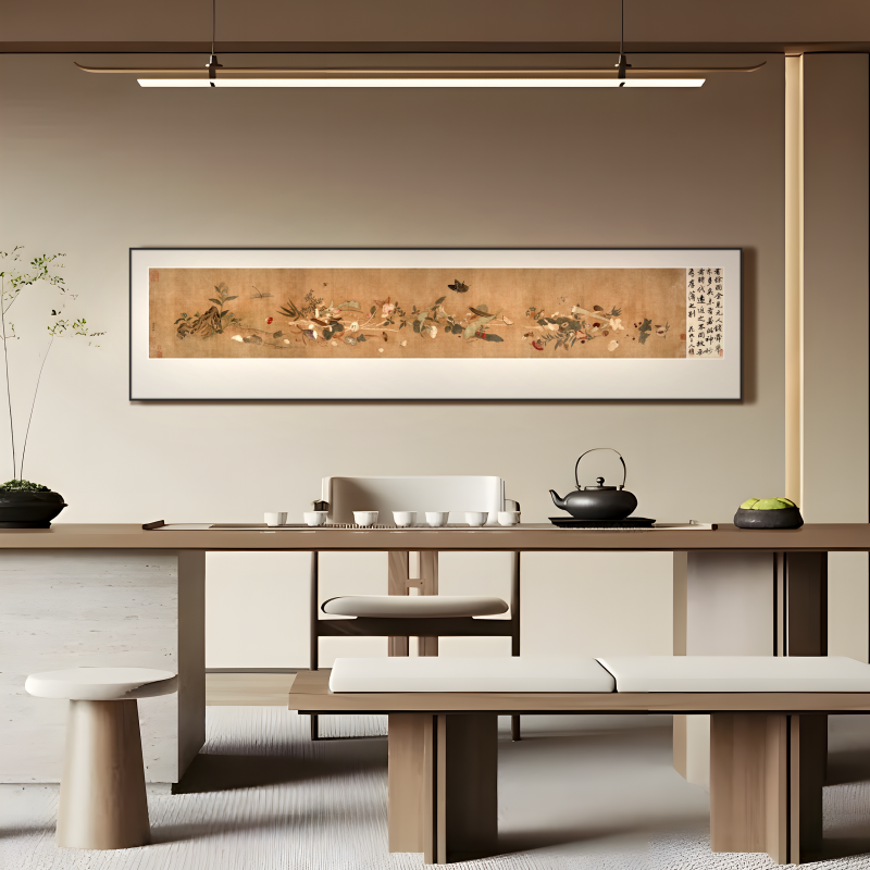 宋式美学中式高端金箔工艺画民宿茶室书房客厅横幅国风古典装饰画