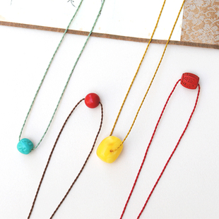 真丝锁骨链绳极细单珠项链绳横穿挂脖可穿珍珠手工精编桑蚕丝挂绳