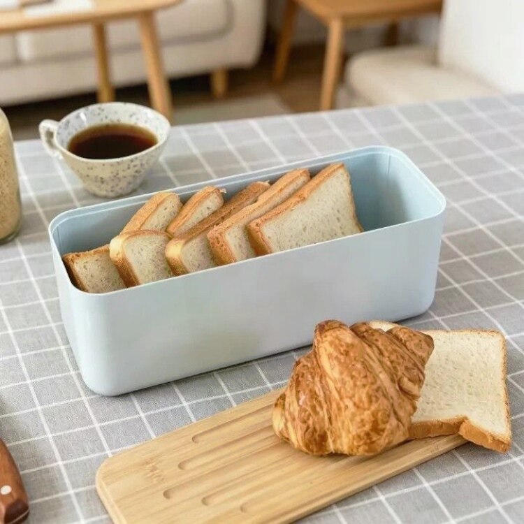 长方形简约带盖面包收纳盒家用蛋糕点心零食收纳篮厨房大容量储物