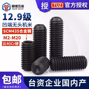 M2M2.5M3M4M5 M24凹端紧定机米TUZ内六角无头螺丝12.9级机米顶丝