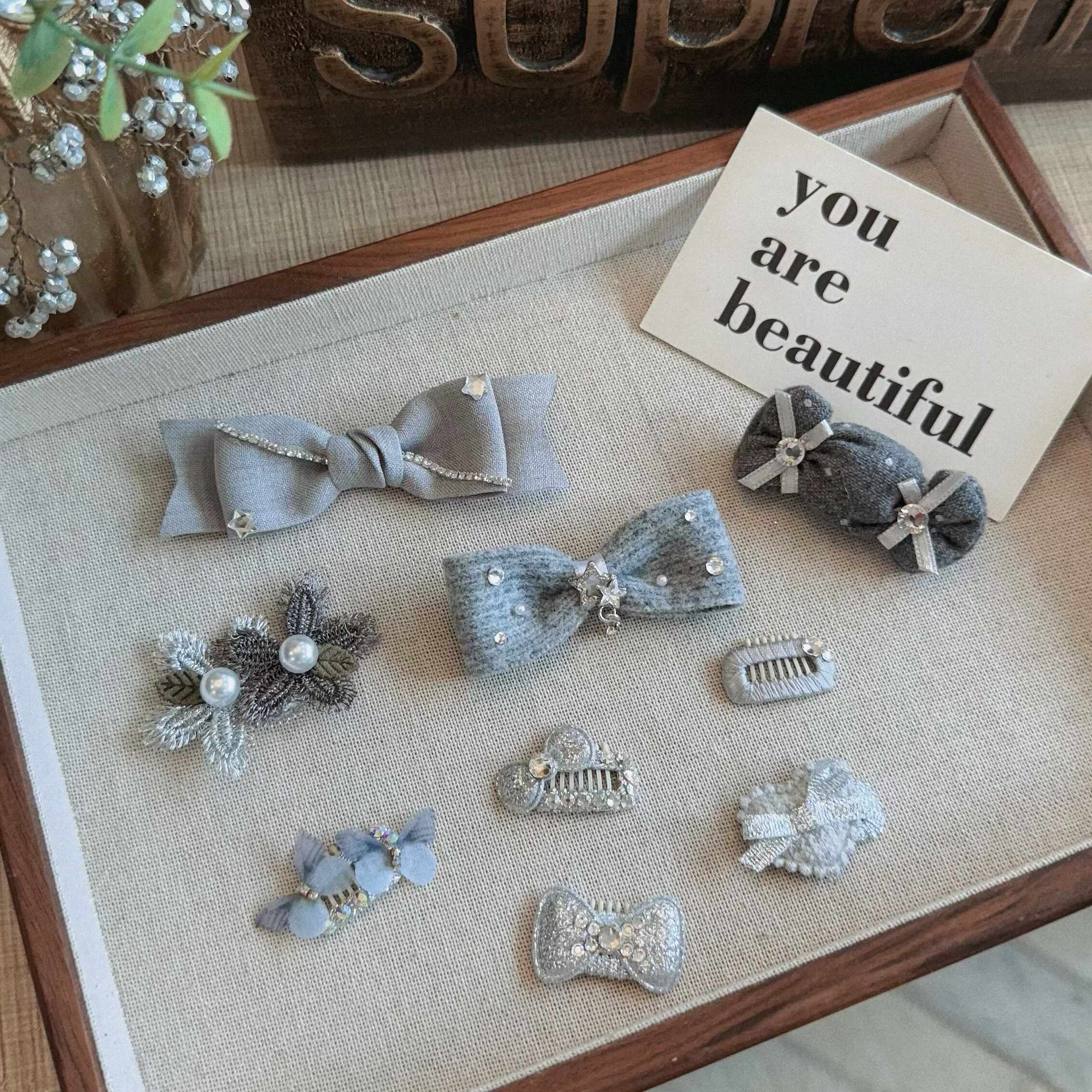 宠物发夹气质灰蝴蝶结bb夹