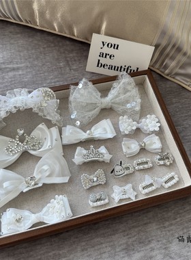 宠物发夹梦幻白色系蝴蝶结bb夹青蛙夹约克夏西施马尔济斯狗狗发卡