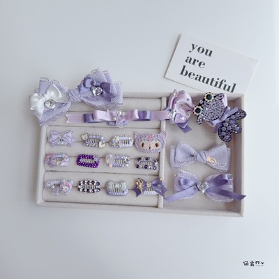 宠物发夹紫色系蝴蝶结狗狗夹子