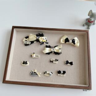 宠物发夹 黑黄撞色系KT发卡 约克夏马尔济斯bb夹西施狗狗发饰