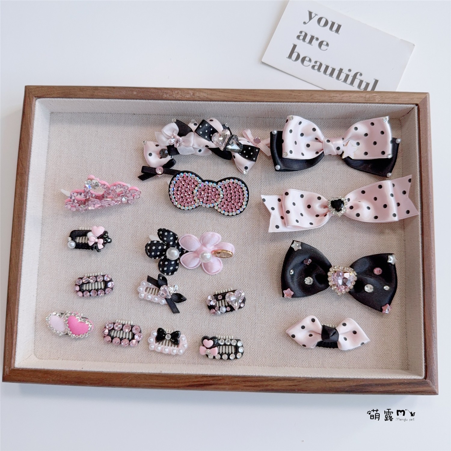 宠物发夹粉黑系列碎毛bb夹