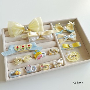 宠物发夹黄蓝系手工缠带BB夹 碎毛夹泰迪约克夏马尔济斯狗狗夹