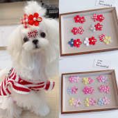 宠物发夹彩色珍珠花朵bb夹青蛙夹约克夏马尔济斯博美比熊狗狗发卡