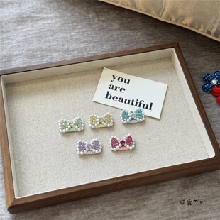 宠物发夹狗狗夹子满钻蝴蝶结珍珠碎毛夹bb夹马尔济斯约克夏梳夹