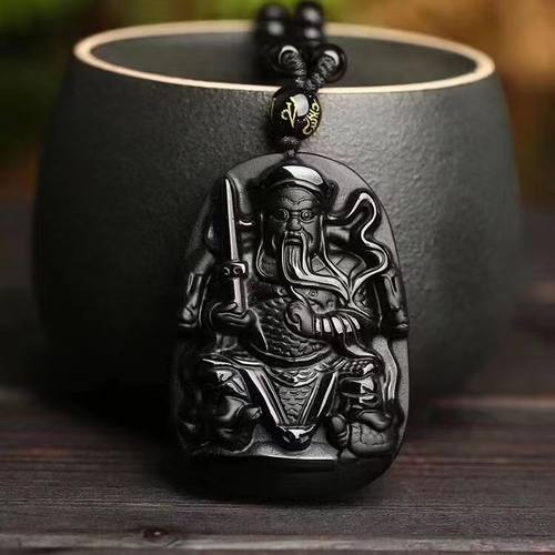 天然黑曜石真武大帝吊坠男女项链玄天上帝挂件生肖吉祥物转运