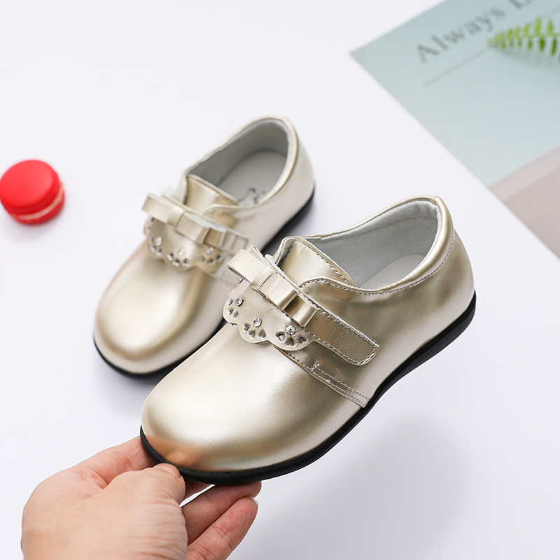 百慕达牛皮秋季韩版金色公主鞋