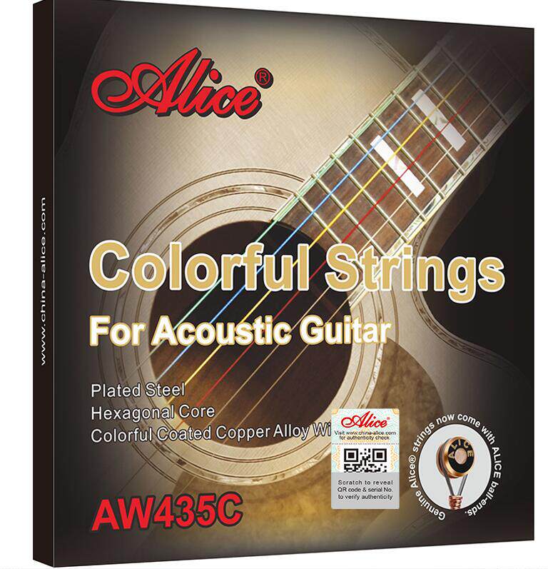 爱丽丝 Alice  彩色民谣吉他琴弦 民谣吉他彩弦 吉他套弦 AW435C