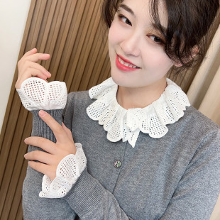 刺绣镂空假领子女衬衫娃娃领韩版百搭配饰装饰领棉质衬衣领白色