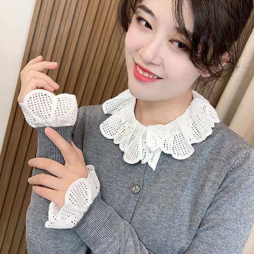 刺绣镂空假领子女衬衫