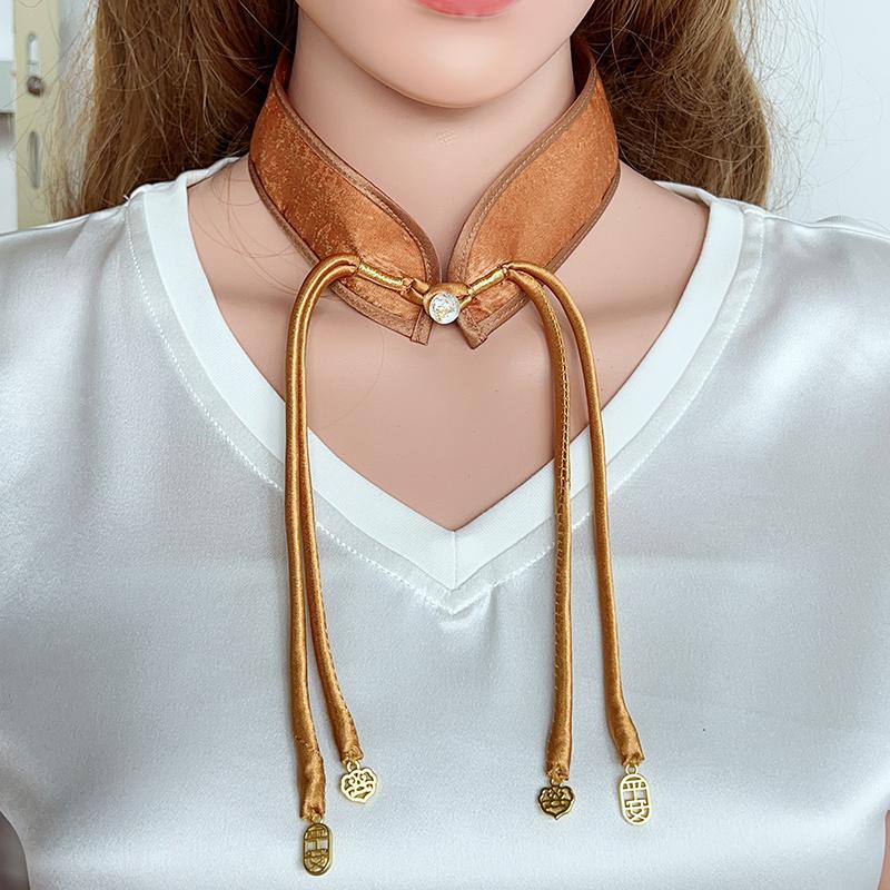 国风新中式旗袍领吊坠盘扣假领子