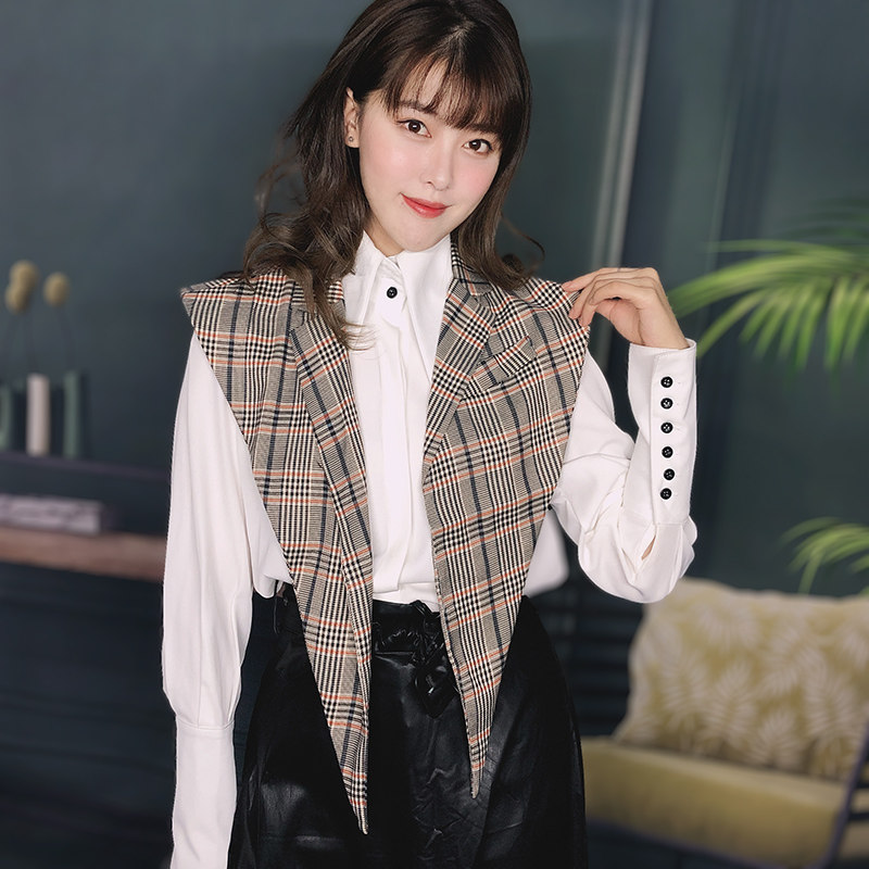 新款西装假领子披肩女装外搭加分西服领子披肩坎肩马甲格型假领