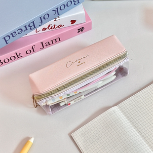 日系99creat小众简约透明笔袋高颜值文具收纳袋文具盒