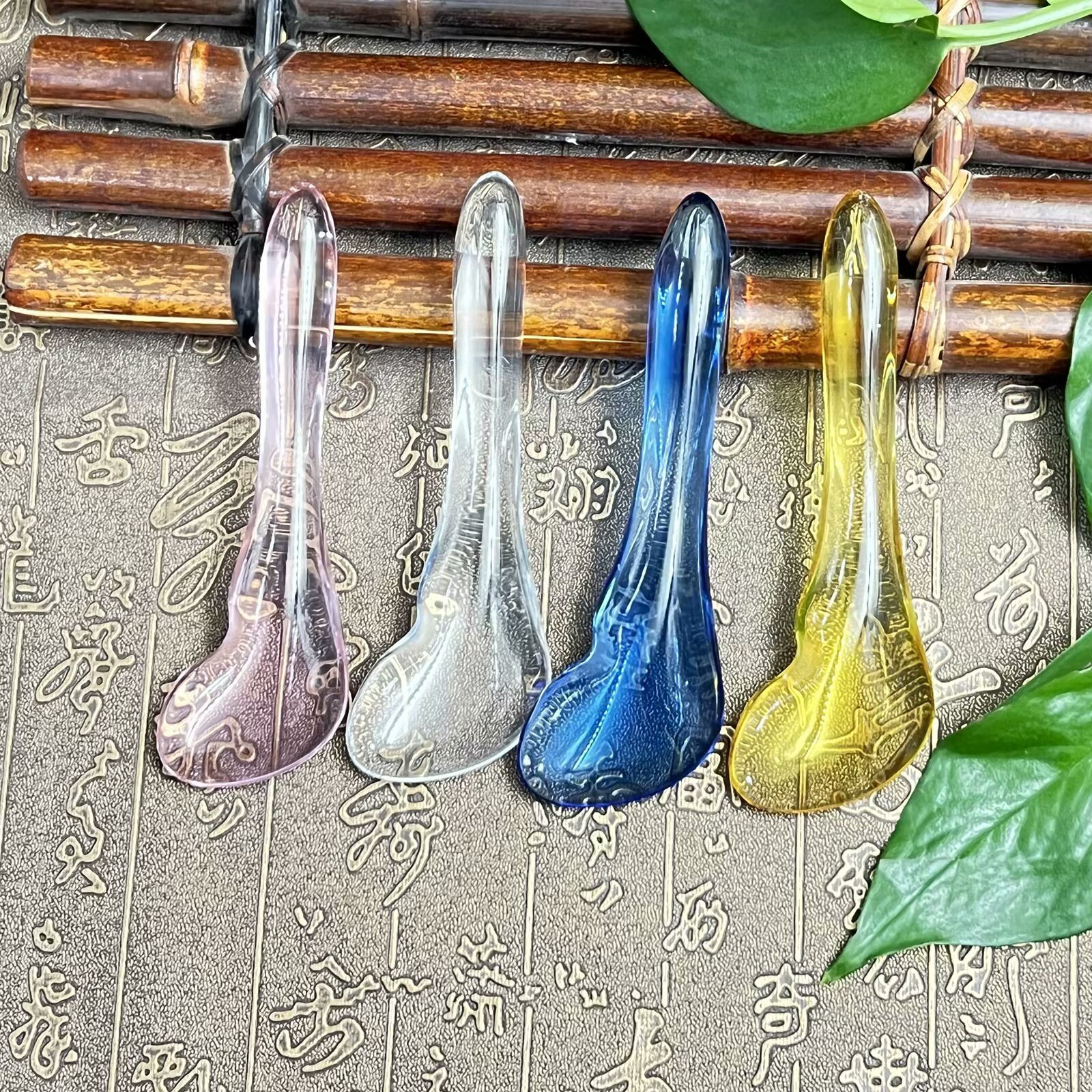 天然水晶玉石美容按摩棒刮痧板面部拨经棒眼部点穴棒拨筋棒全身
