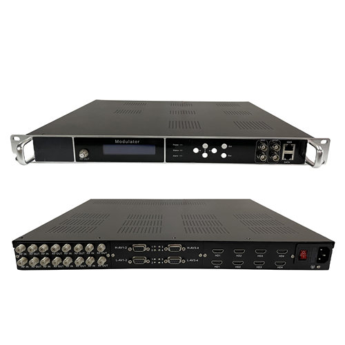 酒店前端三源编码调制器 8DVBS2/T2 + 8 路标清 AV+8 路高清 HDMI