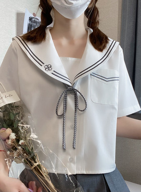 樱之jkdk衬衫女关西襟水手服白色黑色夏服短袖日系上衣正统内搭