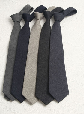 棉麻纯色手打领带英伦港风复古时髦休闲男女衬衫上班JKDK百搭配饰