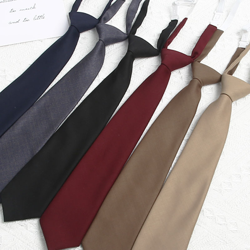 免打插口式小领带纯色百搭