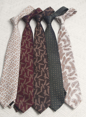 涤丝纯色手打领带英伦港风感复古时髦休闲帅气男衬衫百搭工作小众