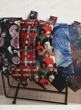 涤丝花纹手打领带英伦港风感复古小众休闲帅气男衬衫百搭国潮废土